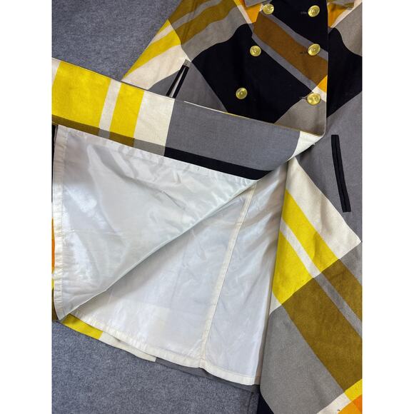 VINTAGE 60s Weatherbee Cape Womens Yellow Plaid Double Breasted Water Repellent - Picture 5 of 8
